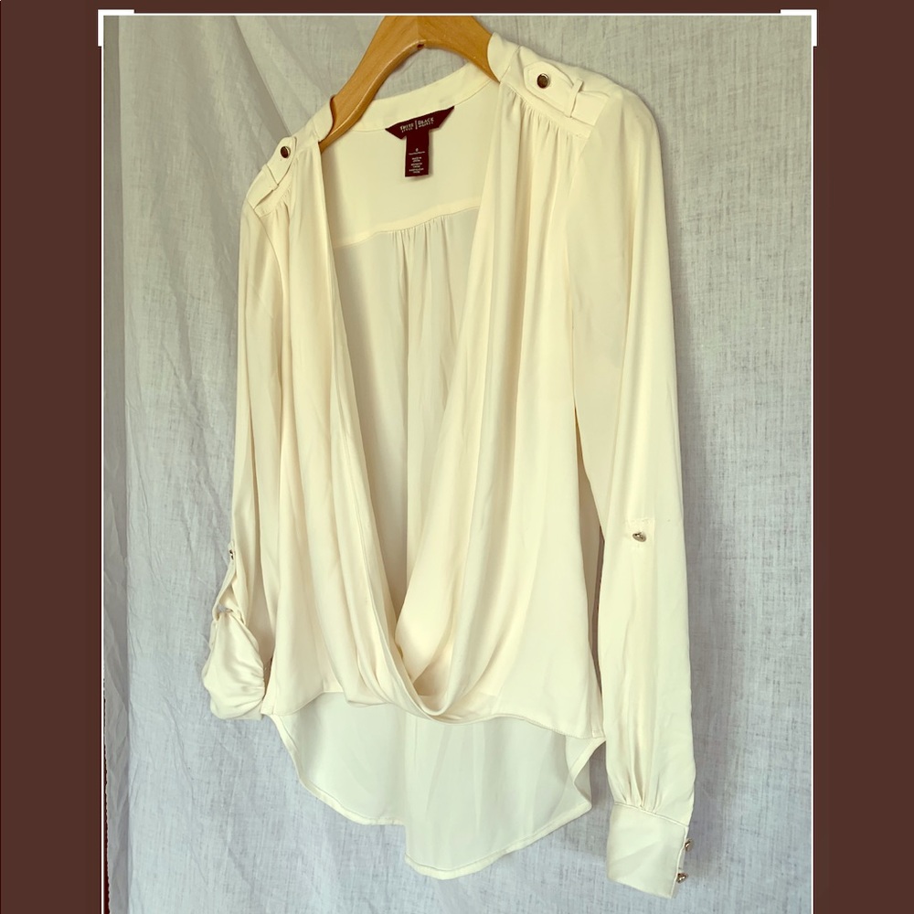 Sexy Silk-Feel Faux-Wrap Blouse